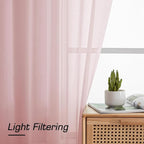 Aiyufeng Blush Pink Sheer Curtains 63 Inch Length 2 Panels Set, Light Filtering - Image 6