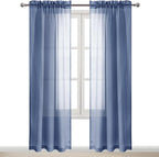 DWCN Sheer Curtains Semi Transparent Voile Rod Pocket Curtains - Image 9