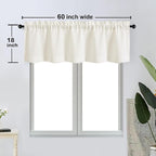 OWENIE Bob Valance Curtains 18 Inch Length 1 Piece, Faux Linen Slub Solid Ivory - Image 5
