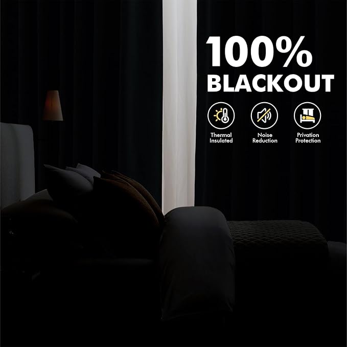MIULEE 90 Inch Long 100% Blackout Linen Curtains - Image 2