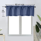 OWENIE Bob Valance Curtains 18 Inch Length 1 Piece, Faux Linen Slub Solid Blue - Image 6