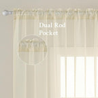 MIULEE 2 Panels Solid Color Light Cream Sheer Window Curtains Elegant Window - Image 2