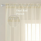 MIULEE 2 Panels Solid Color Light Cream Sheer Window Curtains Elegant Window - Image 2