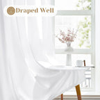 HOMEIDEAS Non-See-Through White Privacy Sheer Kitchen Curtains 30 X 24 Inches - Image 5