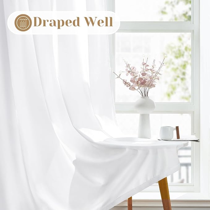 HOMEIDEAS Non-See-Through White Privacy Sheer Kitchen Curtains 30 X 24 Inches - Image 5