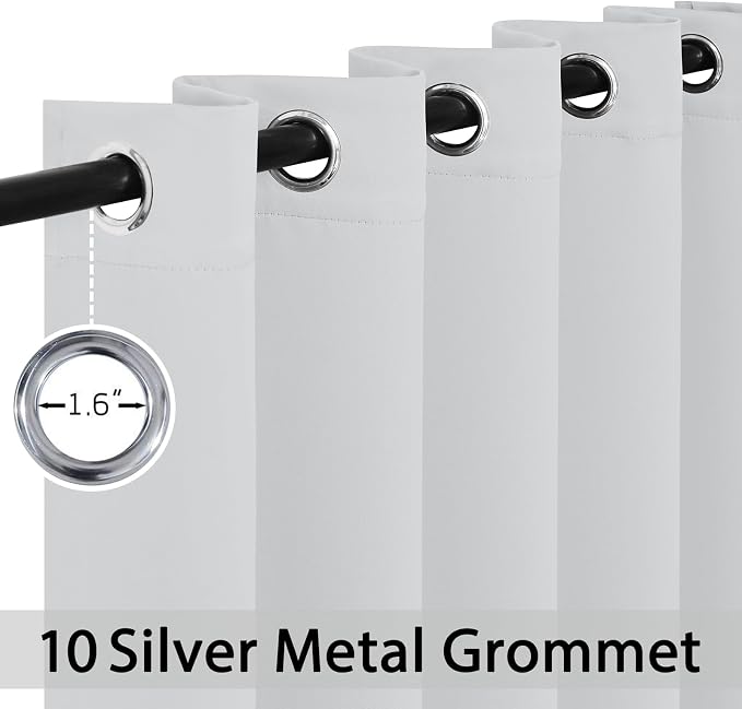 Yakamok Greyish White Curtains for Bedroom, Grommet Thermal Insulated Room - Image 3