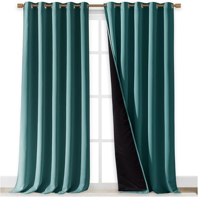 NICETOWN Total Shade Curtains and Draperies, Sea Teal, Package of 2, 62 inches - Image 2