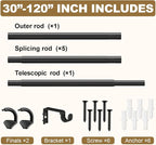 GXOACKJ Black Curtain Rods for Windows 66 to 120 inch, 5/8 inch Adjustable Wrap - Image 5