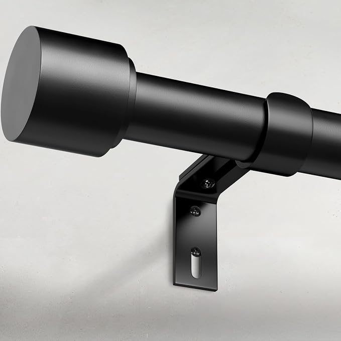 GEEBOBO Black Curtain Rods for Windows 28 to 48 Inch, 1 Inch Adjustable Heavy by GEEBOBO