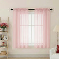 Sheer Blush Curtains for Bedroom Living Room 63 Inch Length 2 Panels, Airy Soft by WelvetBLK