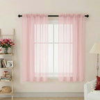 Sheer Blush Curtains for Bedroom Living Room 63 Inch Length 2 Panels, Airy Soft by WelvetBLK
