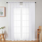 Sheer White Curtains for Bedroom Living Room 90 Inches Long 2 Panels Set by WelvetBLK