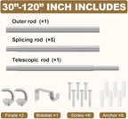 GXOACKJ Silver Curtain Rods for Windows 66 to 120 inch, 5/8 inch Adjustable - Image 5