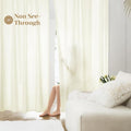 HOMEIDEAS Non-See-Through Cream Yellow Privacy Sheer Curtains 52 X 63 Inches by HOMEIDEAS