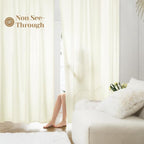 HOMEIDEAS Non-See-Through Cream Yellow Privacy Sheer Curtains 52 X 63 Inches by HOMEIDEAS