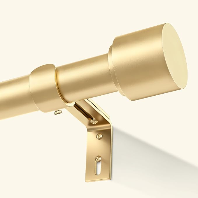 GEEBOBO Gold Curtain Rods for Windows 48 to 84 Inch, 1 Inch Adjustable Heavy by GEEBOBO