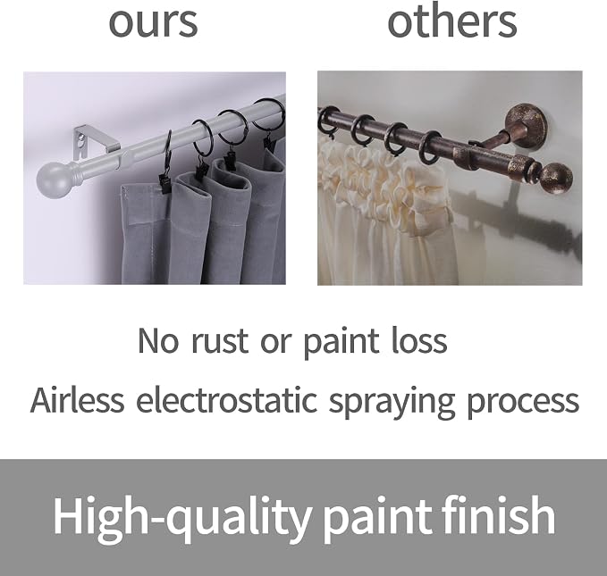 Thestoa Curtain Rods for Windows 30-46 inch, 5/8" Brushed Nickel Curtain Rod - Image 5