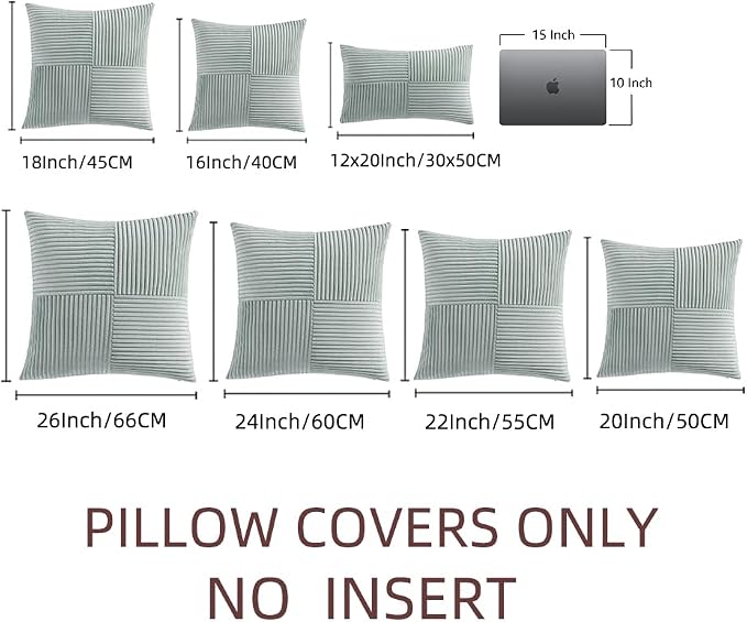 Fancy Homi 2 Packs Grey Blue Euro Decorative Throw Pillow Covers 24x24 Inch - Image 6
