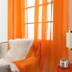 SpaceDresser Basic Rod Pocket Sheer Voile Window Curtain Panels Orange 1 Pair 2 - Image 3