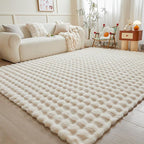 Creamy White Rabbit Plush Rug 6'x9', Fluffy Faux Fur Shaggy Area Rug - Image 2