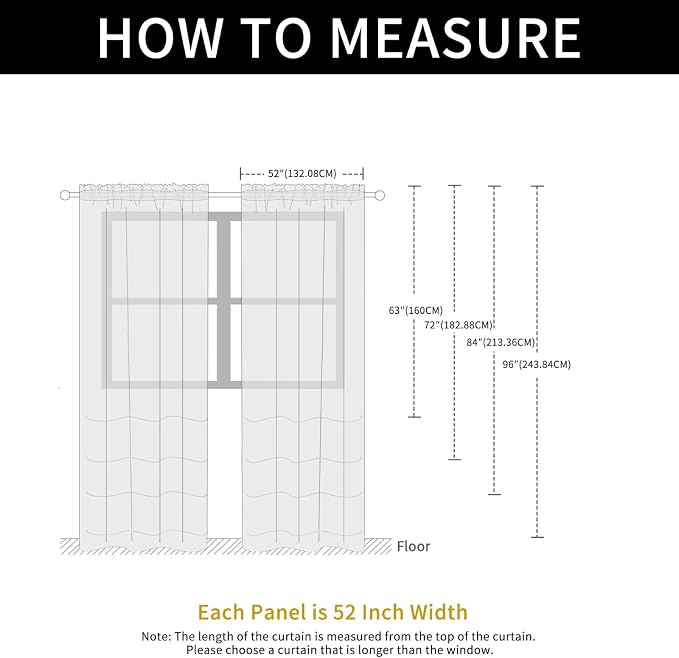 SpaceDresser Check Sheer Curtains 45 Inches Long - Image 6