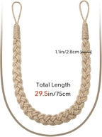 NICEEC 2 Pack Natural Jute Rope Curtain Tiebacks Elegant Boho Style Decorative - Image 3