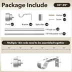 IFELS Heavy Duty Curtain Rods for Windows 48 to 84 Inch, 1 Inch Silver Window - Image 7