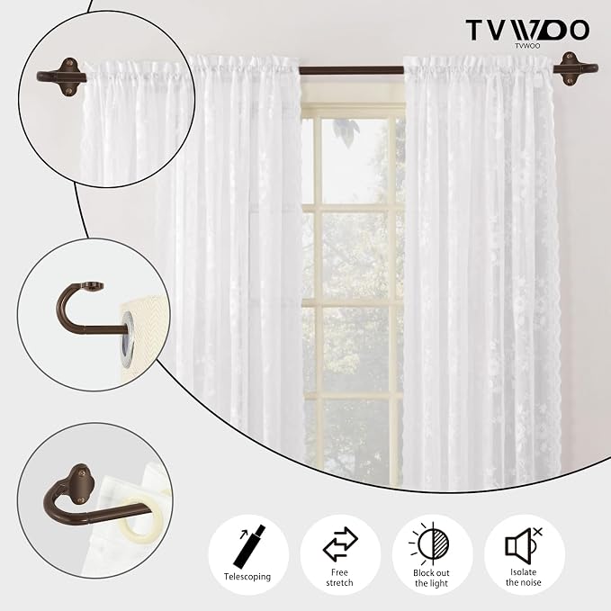 TVWOO Bronze Wrap Around Curtain Rods:5/8 Inch Blackout Adjustable Window - Image 3