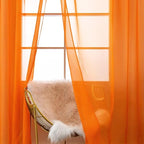SpaceDresser Orange Sheer Curtains 4 Panels Rod Pocket Semi-Sheer Curtain 84 - Image 5