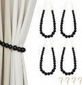 Hion 4 Pcs Boho Curtain Tiebacks, Wood Beads Curtain Holdbacks, Outdoor by Hion