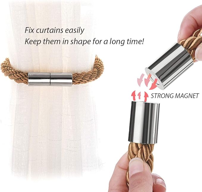 NICEEC 6 Pack Strong Magnetic Curtain Tiebacks Modern Simple Style Drape Tie - Image 4