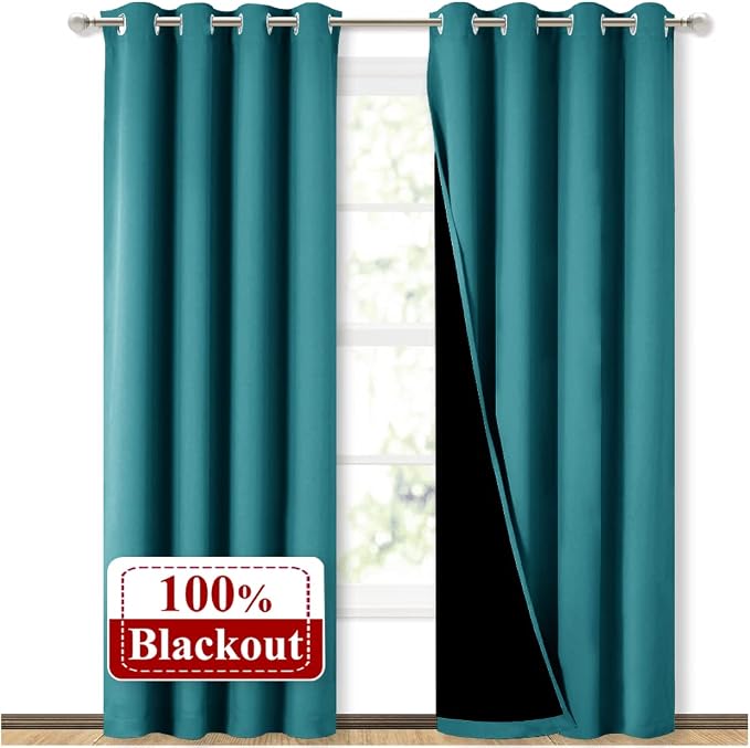 NICETOWN 100% Blackout Curtains 84 inches Long, Pair of Energy Smart & Noise by NICETOWN