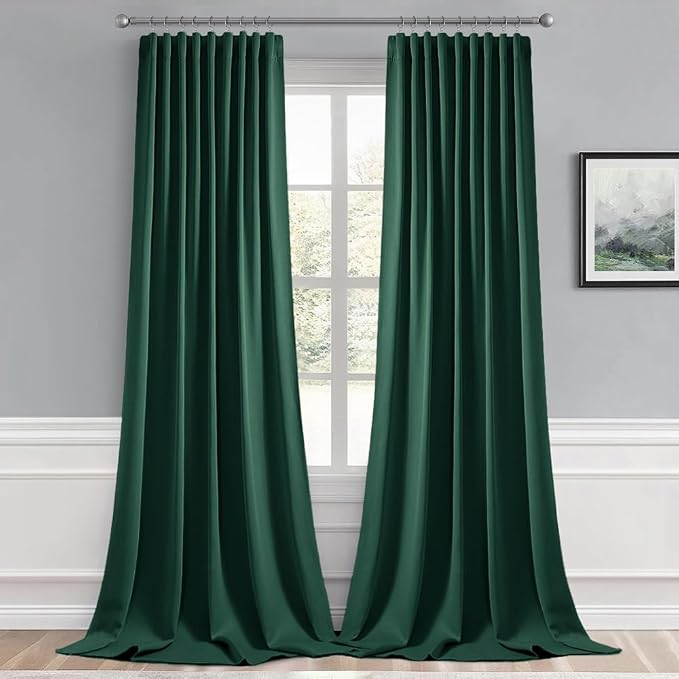 MIULEE Christmas Hunter Green Back Tab Blackout Curtain 96 Inch Long 2 Panels - Image 9