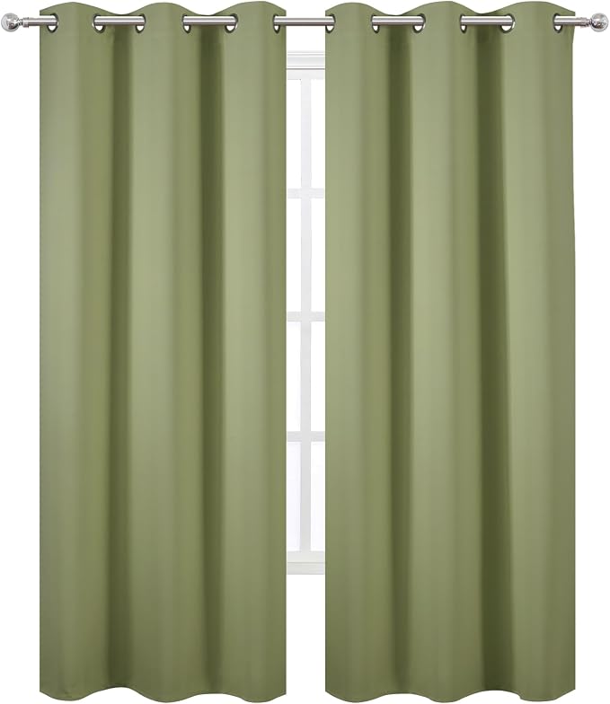 LEMOMO Sage Green Thermal Blackout Curtains/42 x 95 Inch/Set of 2 Panels Room - Image 2