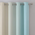 Estelar Textiler Beige and Aqua Ombre Short Blackout Cafe Curtains 36 Inch - Image 4