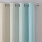 Estelar Textiler Beige and Aqua Blackout Curtains - Image 4