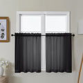 Gwine Black Sheer Curtains 30 Inch Length, Short Light Filtering Voile Small by Gwine