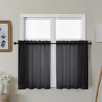 Gwine Black Sheer Curtains 30 Inch Length, Short Light Filtering Voile Small by Gwine