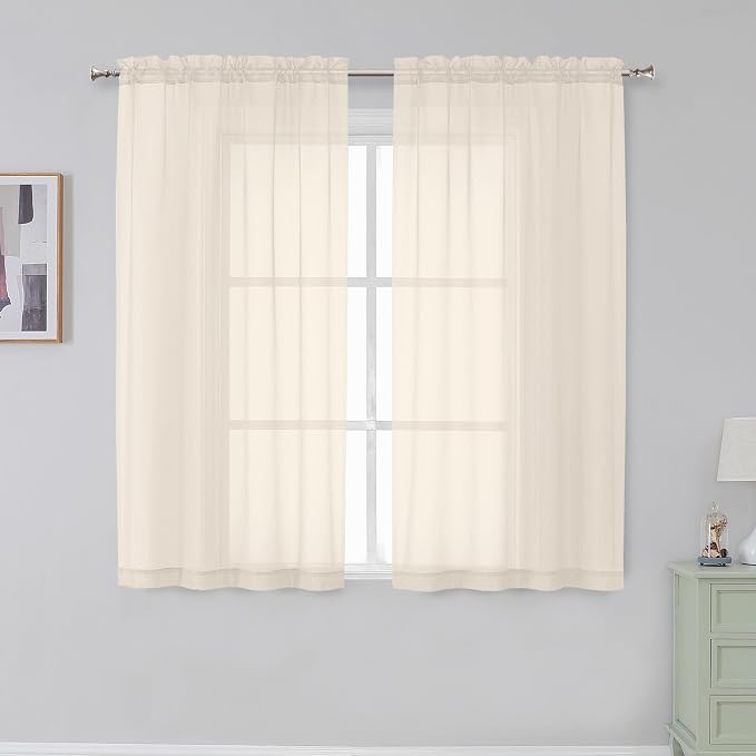 Simplebrand Rod Pocket Top Solid Voile Sheer Curtains by Simplebrand