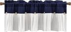 Lush Decor Linen Button Farmhouse Valance Curtians 52"W x 18"L Navy & White - Image 4