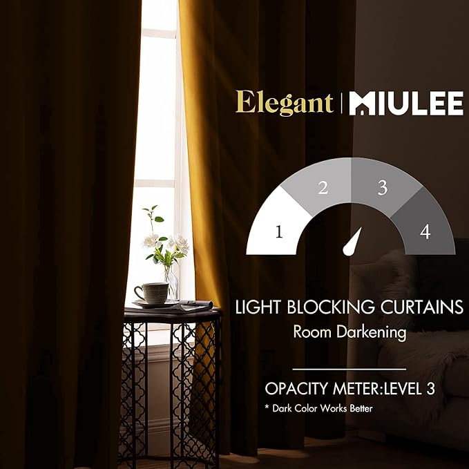 MIULEE Room Darkening Curtains Thermal Insulated Drapes Solid Window Treatment - Image 2