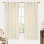 LAMIT Light Beige Linen Curtains 63 inch Length by LAMIT