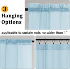 Gwine Sky Blue Sheer Curtains 30 Inch Length, Short Light Filtering Voile Small - Image 5