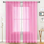 SpaceDresser Basic Rod Pocket Sheer Voile Window Curtain Panels Pink 1 Pair 2 by SpaceDresser