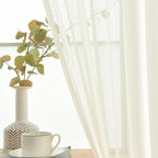 SpaceDresser Ivory Sheer Curtains 4 Panels Rod Pocket Semi-Sheer Curtain 63 - Image 4