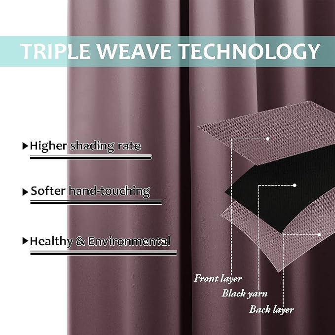 NICETOWN Thermal Insulated 100% Blackout Curtains, Noise Reducing Performance - Image 6