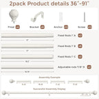 2 Pack Antique White Curtain Rods - Image 5