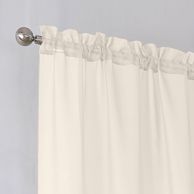 Simplebrand Cream Sheer Curtains 84 Inches Long 2 Panels, Light Filtering Rod - Image 5