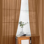 youleyar Solid Sheer Rod Pocket Curtain Voile Draperies 2 Panels White Beige - Image 4