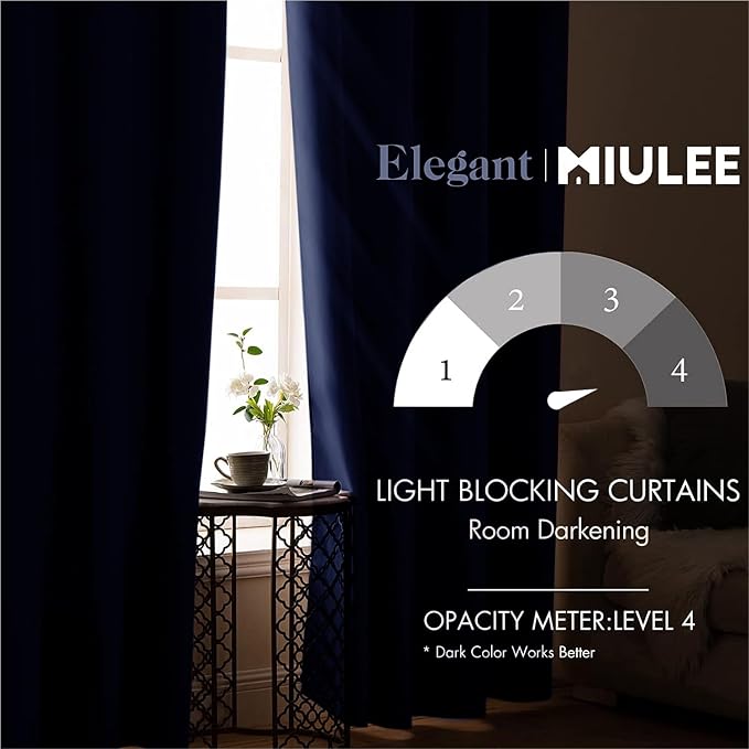 MIULEE Blackout Room Darkening Curtains Thermal Insulated Drapes Solid Window - Image 2